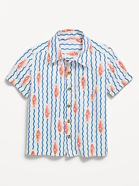Printed Crinkle Pocket Shirt for Toddler Boys