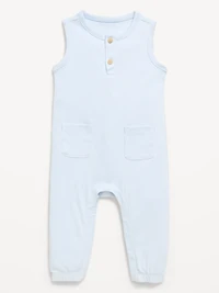 Printed Sleeveless Henley One-Piece Romper for Baby