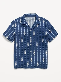 Printed Short-Sleeve Linen-Blend Shirt for Boys