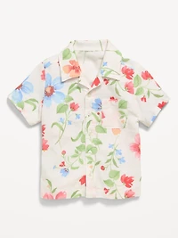 Printed Linen-Blend Pocket Shirt for Toddler Boys