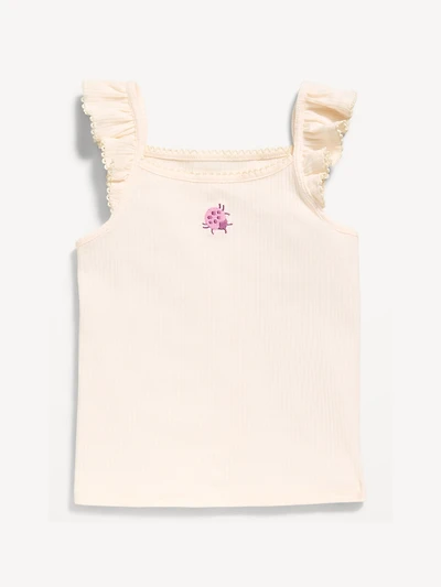 Ribbed Ruffle-Trim Cami for Toddler Girls