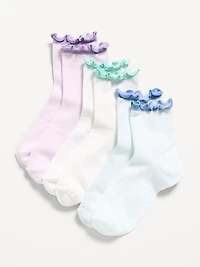 Ruffle Quarter-Crew Socks 3-Pack for Girls