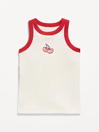 Fitted Ribbed Logo-Graphic Tank Top for Girls