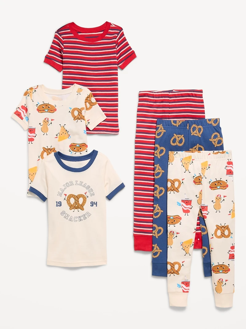 Snug-Fit Graphic Pajama 6-Piece for Toddler & Baby
