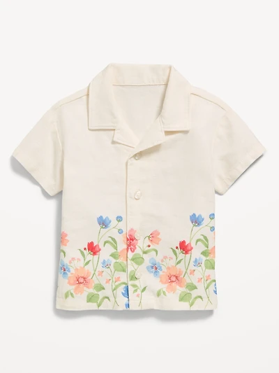 Printed Short-Sleeve Linen-Blend Shirt for Baby
