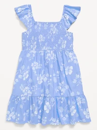 Printed Smocked Fit and Flare Dress for Girls