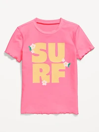 Short-Sleeve Graphic Rashguard Swim Top for Girls