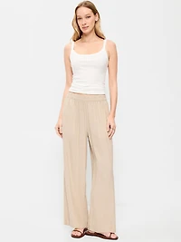 High-Waisted Linen-Blend Wide-Leg Pants