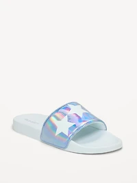 Faux-Leather Pool Slide Sandals for Girls