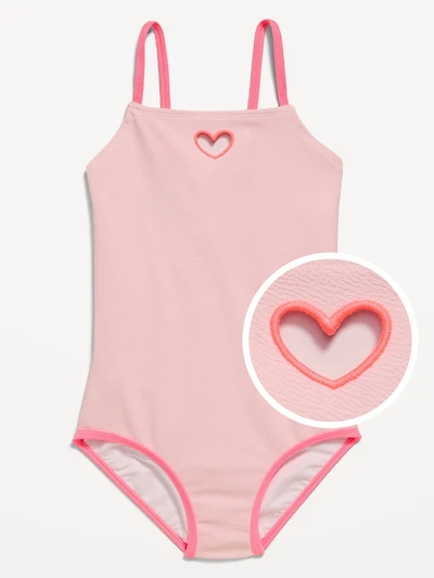 Heart Cutout One-Piece Swimsuit for Girls
