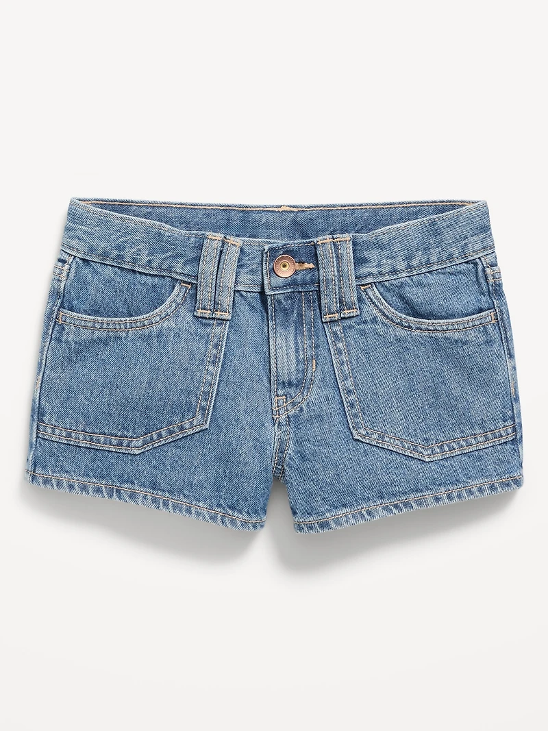 Low-Rise Utility Jean Shorts for Girls
