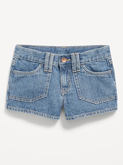 Low-Rise Utility Jean Shorts for Girls