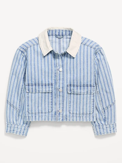 Cropped Utility Jean Barn Jacket for Girls