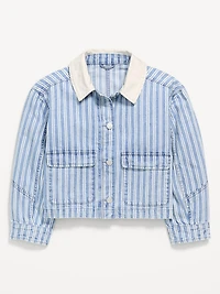 Cropped Utility Jean Barn Jacket for Girls