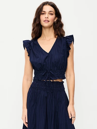 Flutter-Sleeve Poplin Top