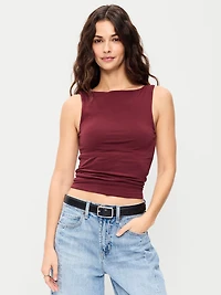 Hug Double-Layer Boat-Neck Top