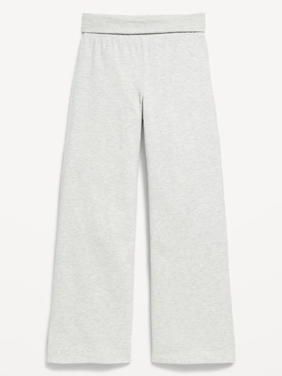 Foldover Jersey Knit Wide-Leg Pants for Girls