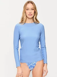 Long-Sleeve Matte Rashguard Swim Top