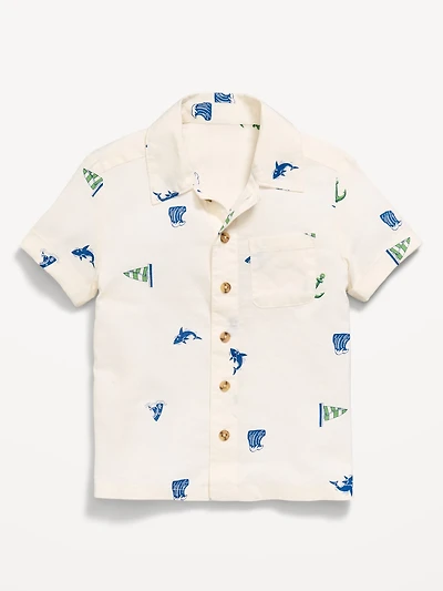 Printed Crinkle Pocket Shirt for Toddler Boys