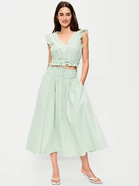 Smocked-Waist Midi Skirt