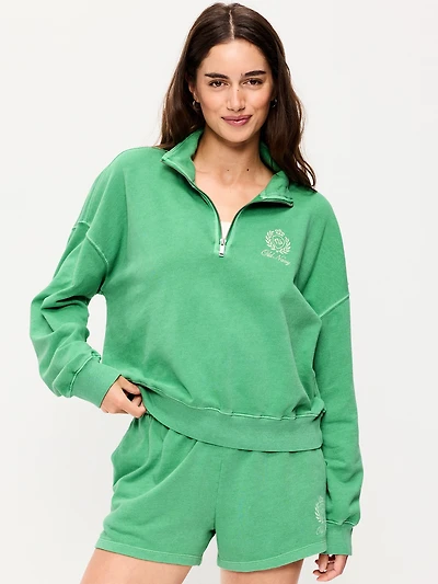 SoComfy Oversized Logo Half-Zip Sweatshirt