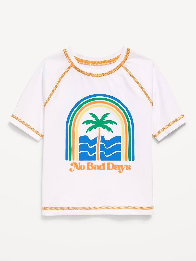 Short-Sleeve Graphic Rashguard Swim Top for Toddler Boys