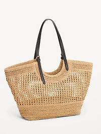 Open-Weave Straw Tote Bag