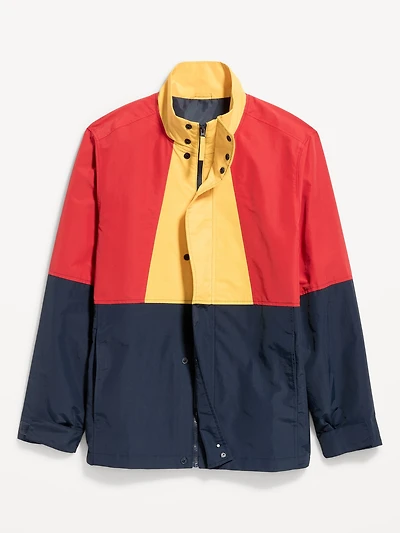Water-Resistant Relaxed Color-Block Jacket