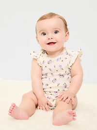 Short-Sleeve Ruffle-Trim Ribbed Bodysuit for Baby