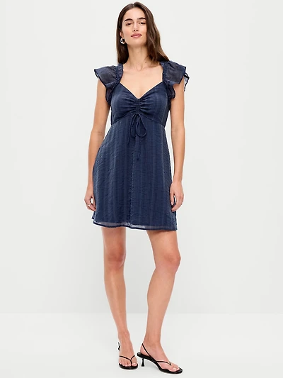 Flutter-Sleeve Fit & Flare Mini Dress