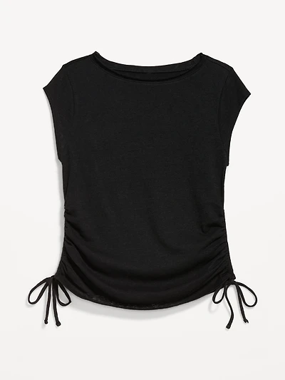 Cap-Sleeve Shirred Side Top