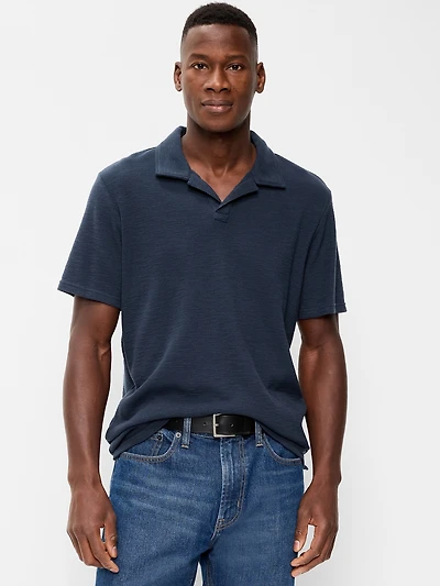 Textured Waffle-Knit Polo