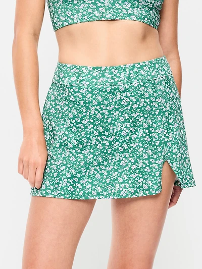 High-Waisted Textured Swim Skirt