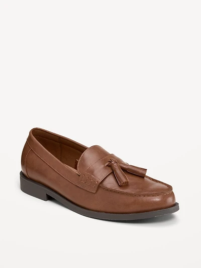 Faux-Leather Tassel Loafers for Men