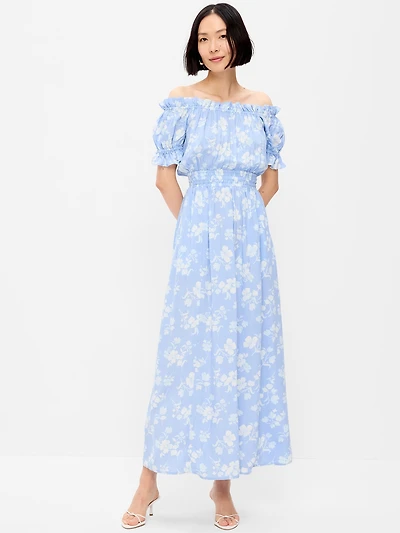 Off-The-Shoulder Boho Maxi Dress