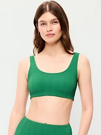 Ribbed Scoop-Neck Swim Top