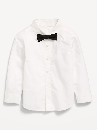 Long-Sleeve Bow-Tie Poplin Shirt for Toddler Boys