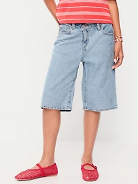 Baggy Crossover Jean Shorts for Girls
