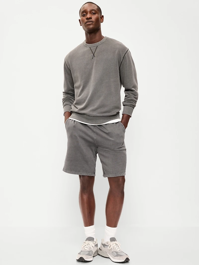 Baggy Garment-Washed Sweat Shorts -- 10-inch inseam