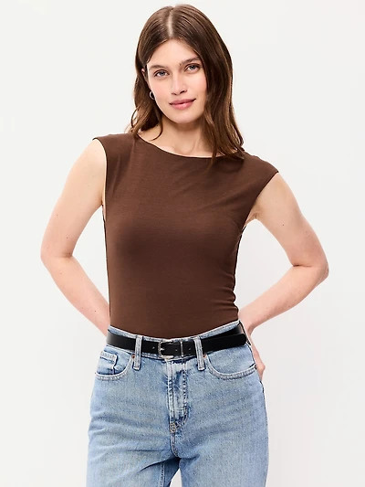 Cap-Sleeve Tie-Back Top