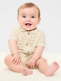 Crochet Sweater-Knit Shirt and Shorts Set for Baby