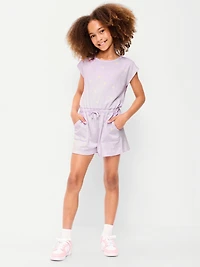 Short-Sleeve French Terry Utility Romper for Girls