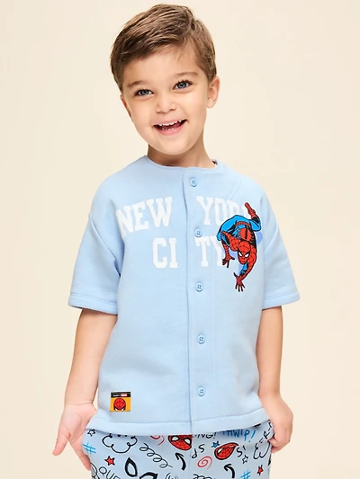 Old Navy x Marvel Spider-Man Fleece Graphic Baseball Shirt for Toddler Boys