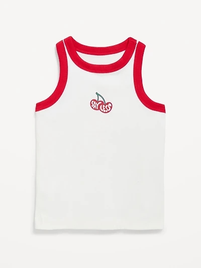Fitted Ribbed Graphic Tank Top for Girls