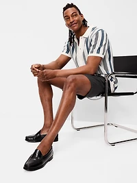 Short-Sleeve Striped Sweater Shirt