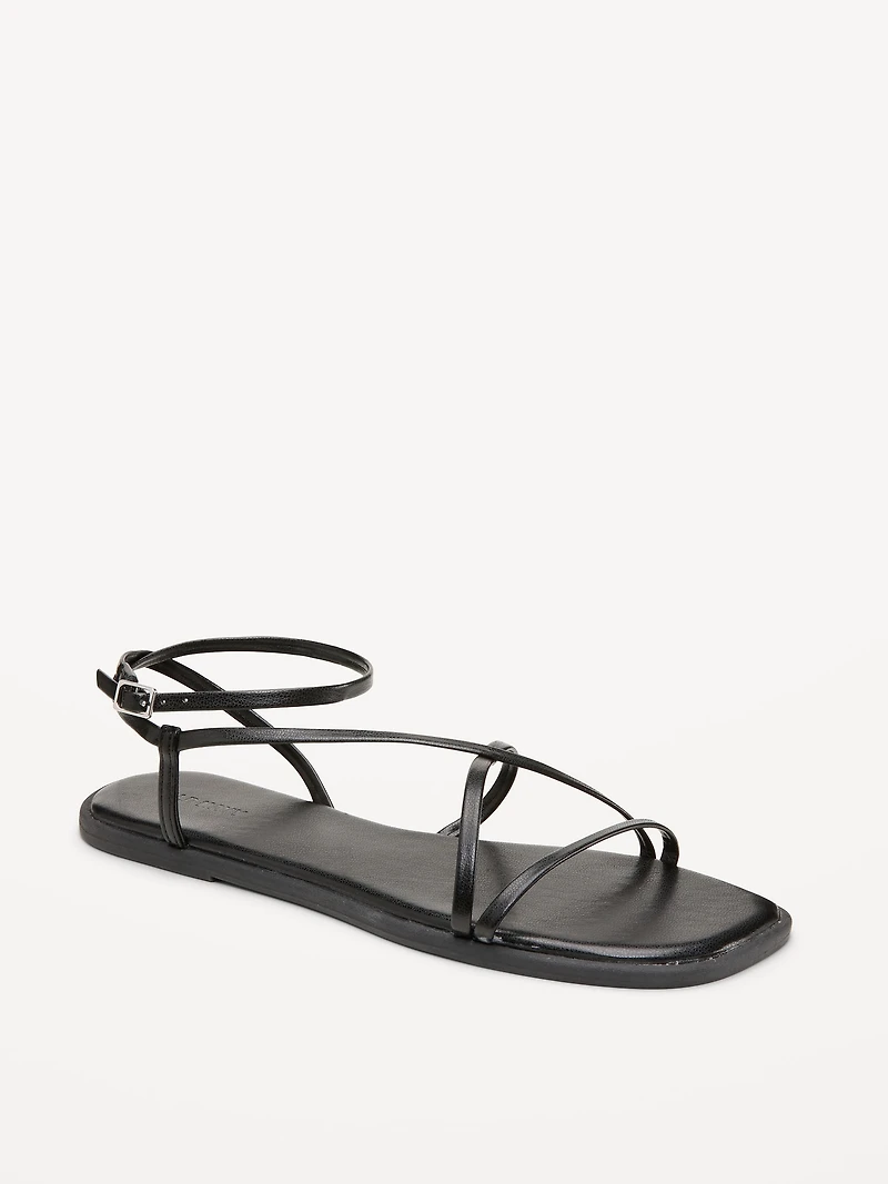 Strappy Faux-Leather Sandals