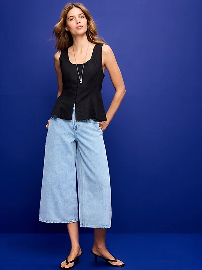 Mid-Rise Baggy Culottes