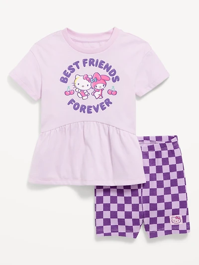 Hello Kitty® Short-Sleeve Graphic T-Shirt and Biker Shorts Set for Toddler Girls