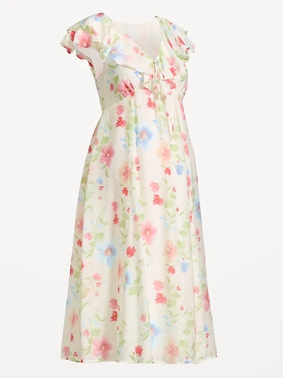 Robe mi-longue à manches volants de maternit