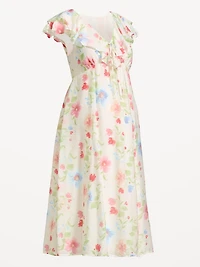 Robe mi-longue à manches volants de maternit